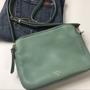Fossil Crossbody Leather Purse - Mint Green Small